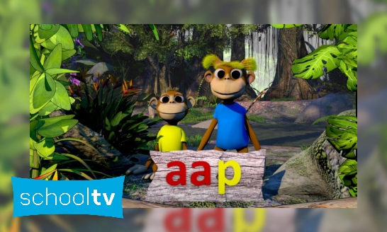 Plaatje Letterjungle - De letter aa: aap