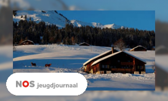 Plaatje Ingesneeuwde huizen en lawinegevaar in Alpengebied