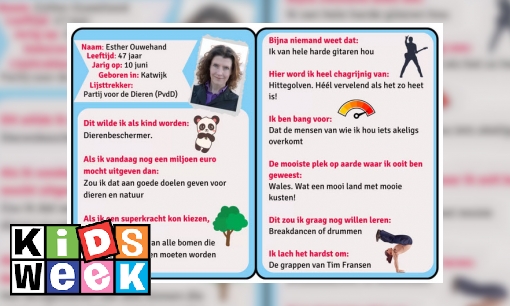 Plaatje Vriendenboekje van lijsttrekkers - Esther Ouwehand
