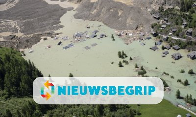 Plaatje Zwitsers dorp bedolven na instorting bergwand