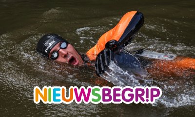 Plaatje Maarten van der Weijden zwemt Elfstedentocht
