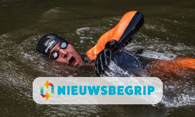Plaatje Maarten van der Weijden zwemt Elfstedentocht